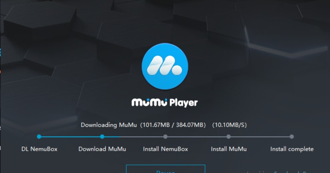 Chờ đợi hệ thống tiến hành cài đặt phần mềm Mumu Player cho thiết bị